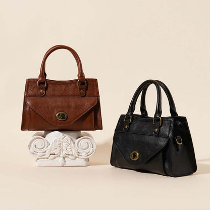 Genuine Leather French Square Bag - Top Grain Cowhide Crossbody