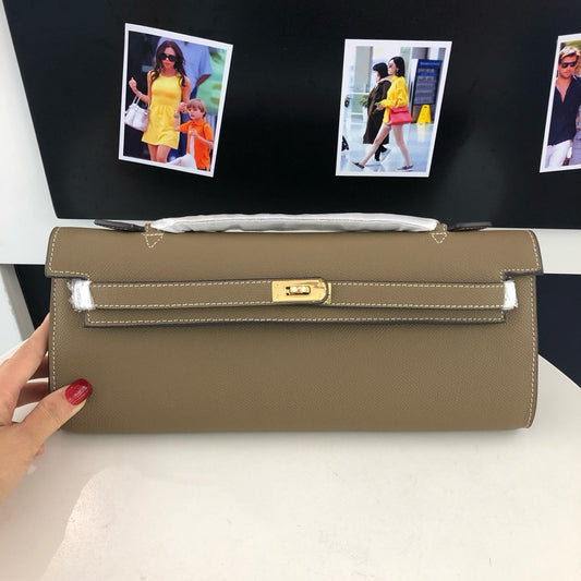 Cut Clutch Bag Epsom Leather Golden Hardware