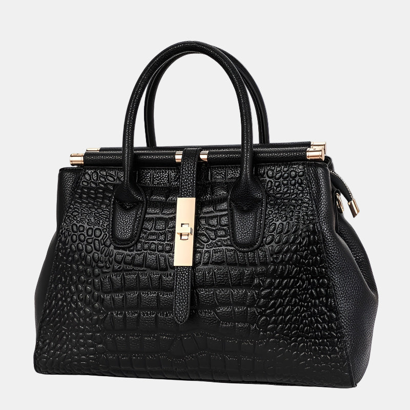 Crocodile-embossed Genuine Leather Women Tote Bag