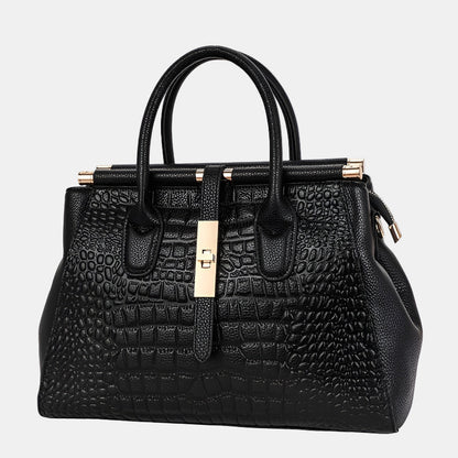 Crocodile-embossed Genuine Leather Women Tote Bag