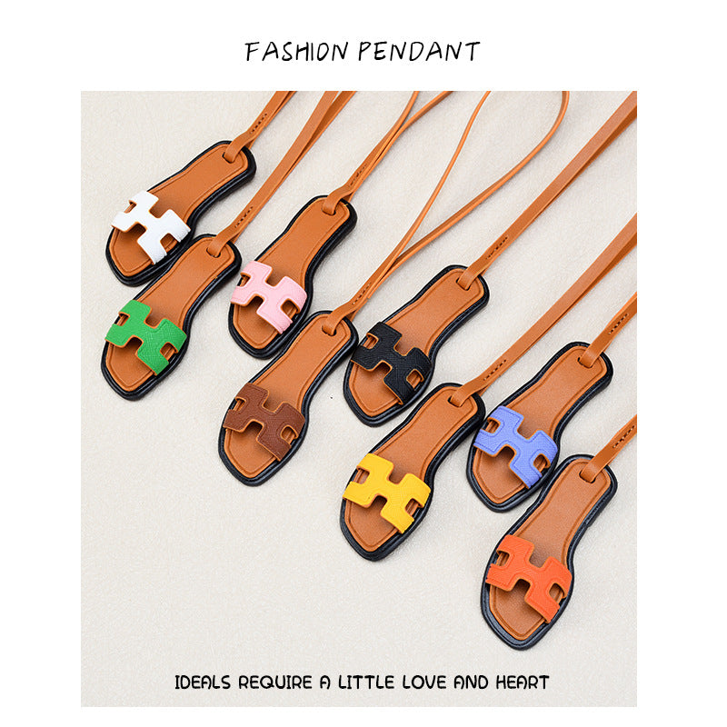 Inspired Sandal Slipper Bag Charm Vengan Leather Pendant