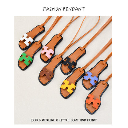 Inspired Sandal Slipper Bag Charm Vengan Leather Pendant