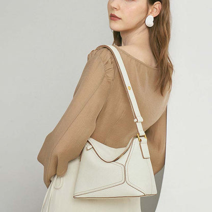 Genuine Leather Geometric Crossbody Bag for Woman