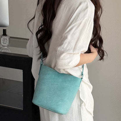 Genuine Leather Mini Bucket Bag | Soft Leather Crossbody & Shoulder Bag for Women