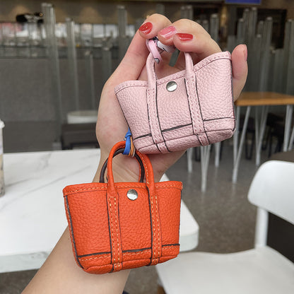 Top Grain Leather Inspired Mini Garden Party Bag Charm Holder for AirPods Pro