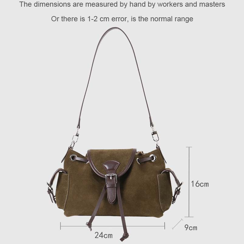 Suede Leather Multi-Pocket Crossbody Bag - Retro Spliced Edition