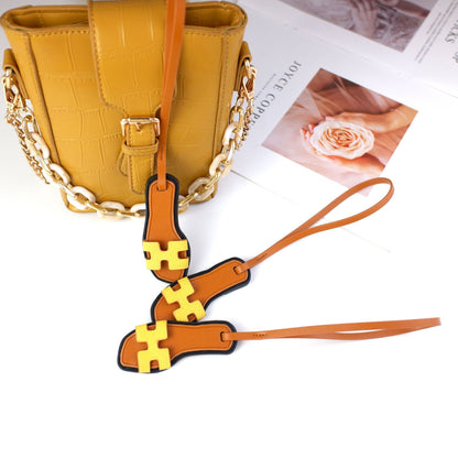 Inspired Sandal Slipper Bag Charm Vengan Leather Pendant