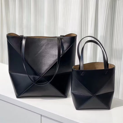Top Grain Leather Inspired Puzzle Fold Tote Bag