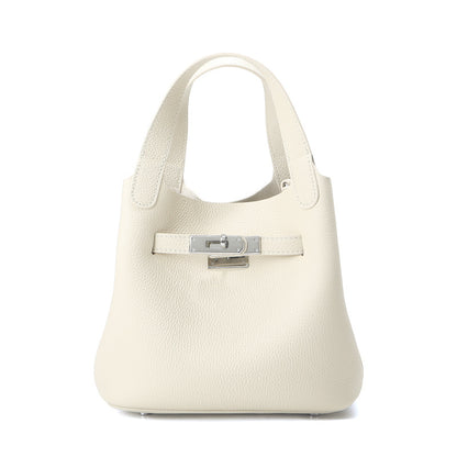 Top Grain Togo Leather Small Handbag Shoulder Bag Silver Hardware