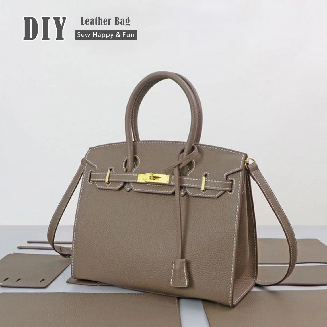 HANDSEWGIFT Top Grain Leather Sellier Platinum Bag DIY Kit