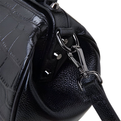 Crocodile-embossed Genuine Leather Doctor Bag Women Tote Bag