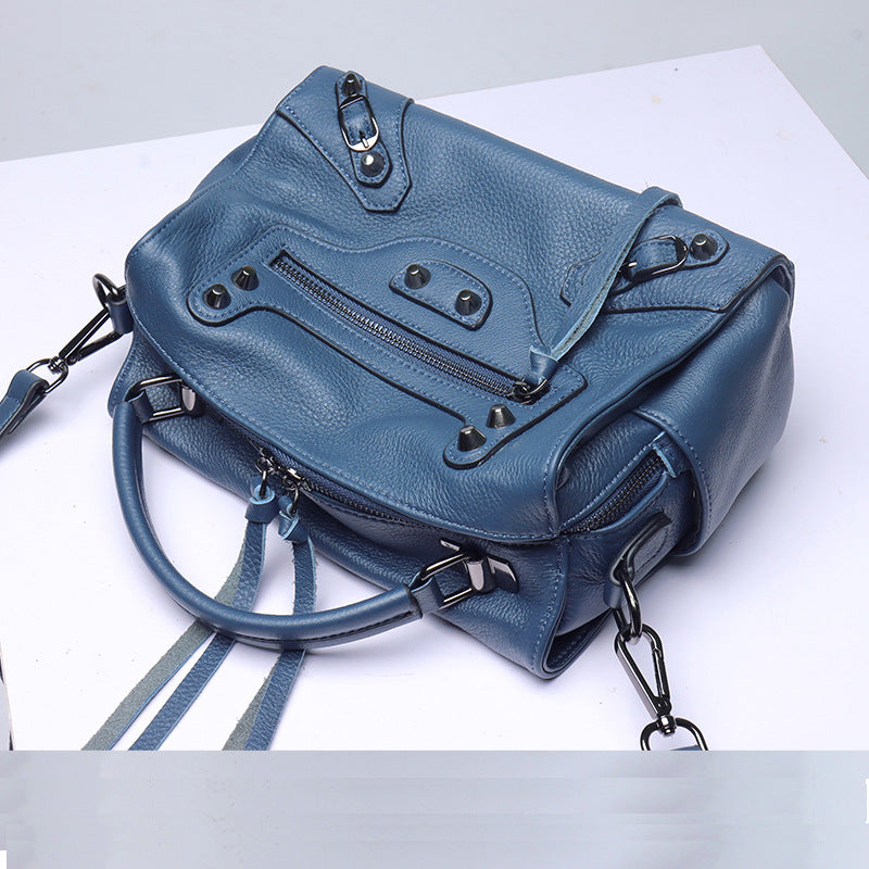 Top Grain Leather Inspired Le City Bag Ladies Zipper Handbag