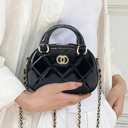 Top Grain Leather Chain Bag Black Bag