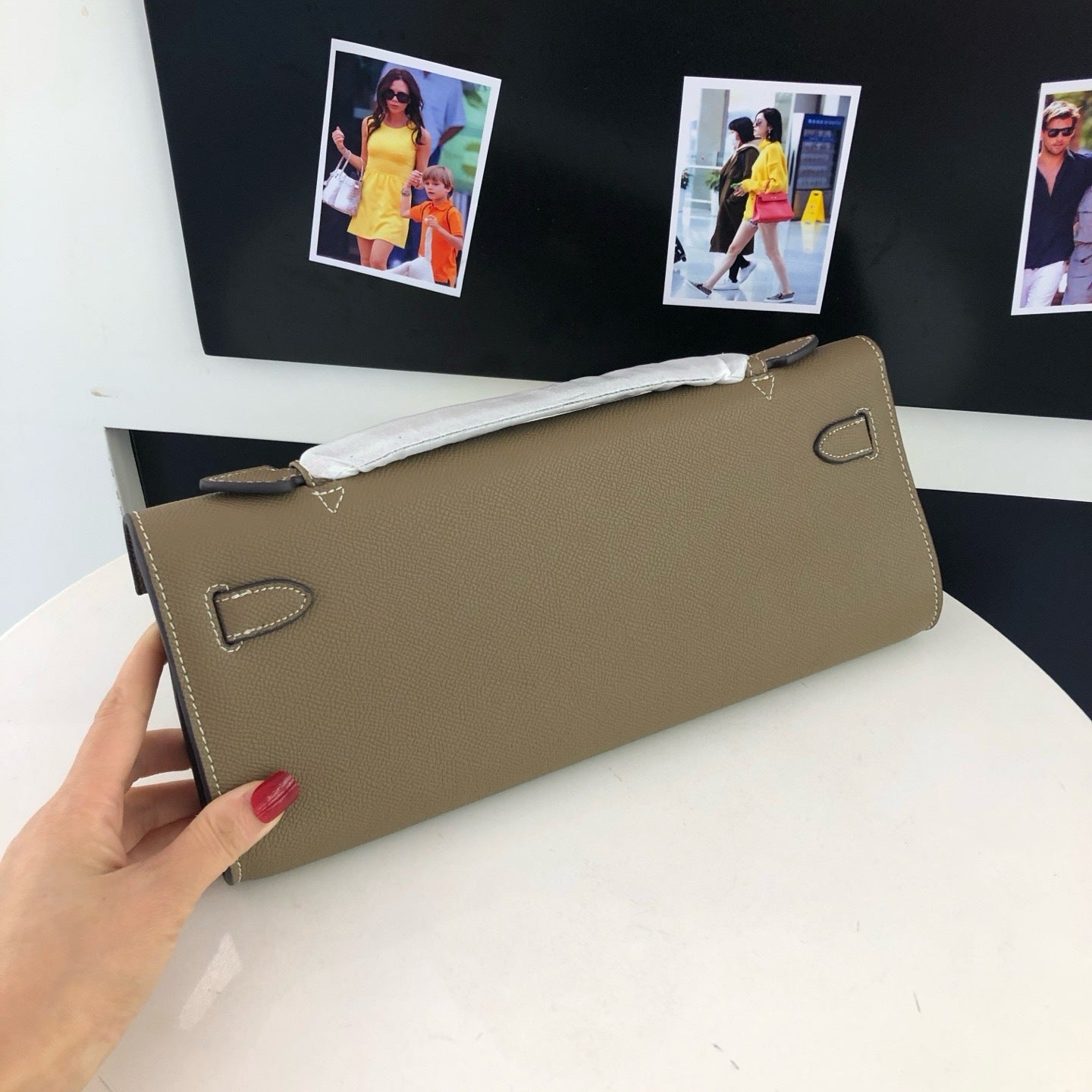 Cut Clutch Bag Epsom Leather Golden Hardware