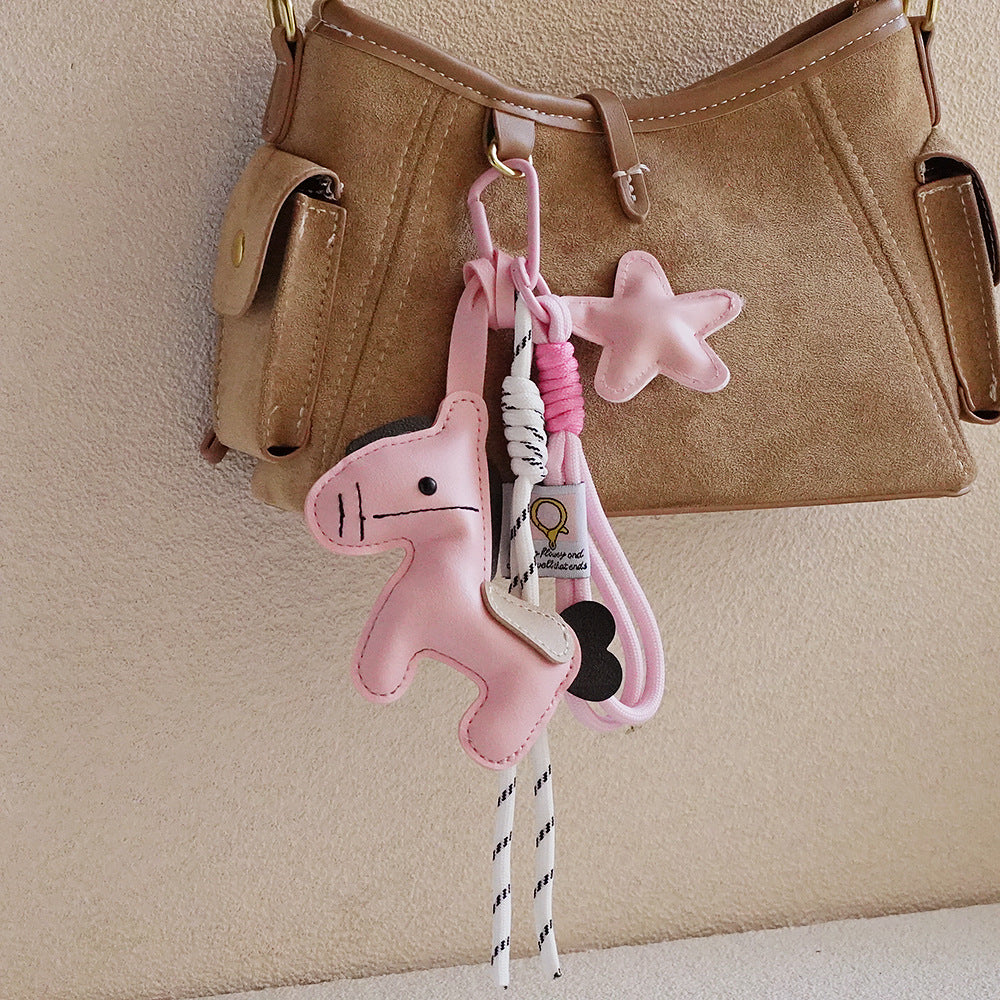 Horse Bag Charm PU Leather Keychain
