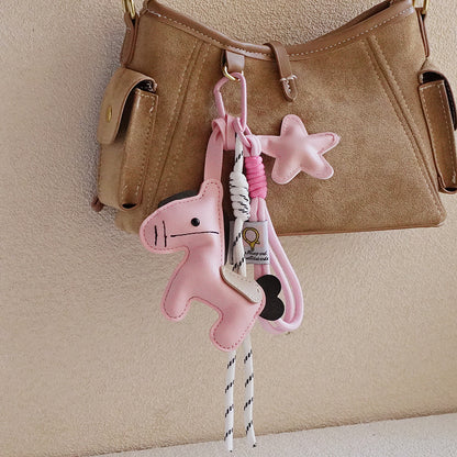 Horse Bag Charm PU Leather Keychain