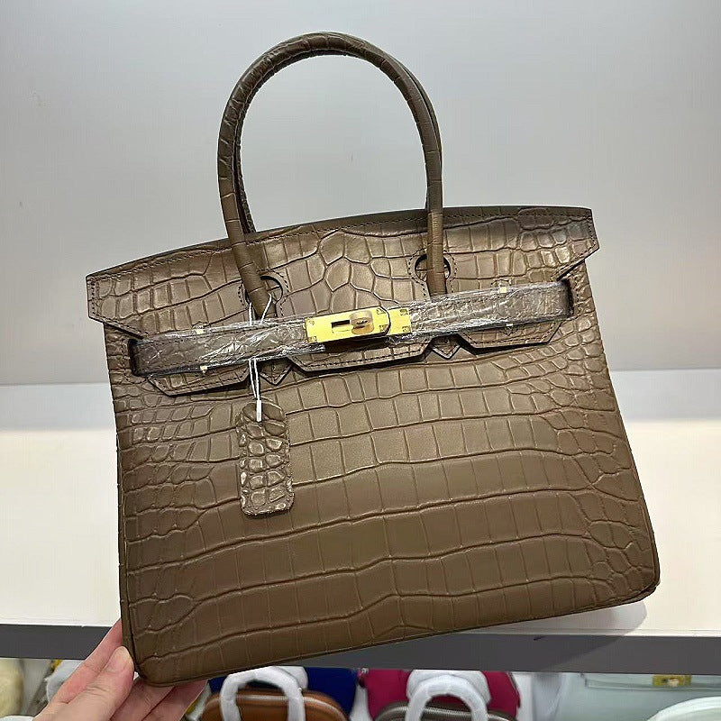 Inspired Berkin Bag Crocodile Pattern Leather Evercolor Handbags for Woman