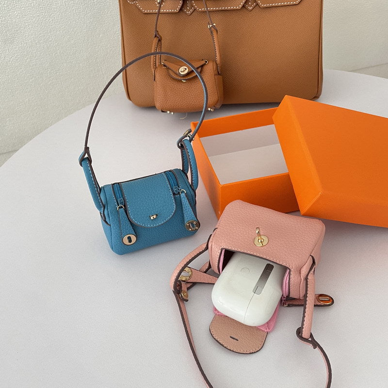 Iconic Inspired Mini Lindi Handbag Charm Vegan Leather Earphone Storage Bag