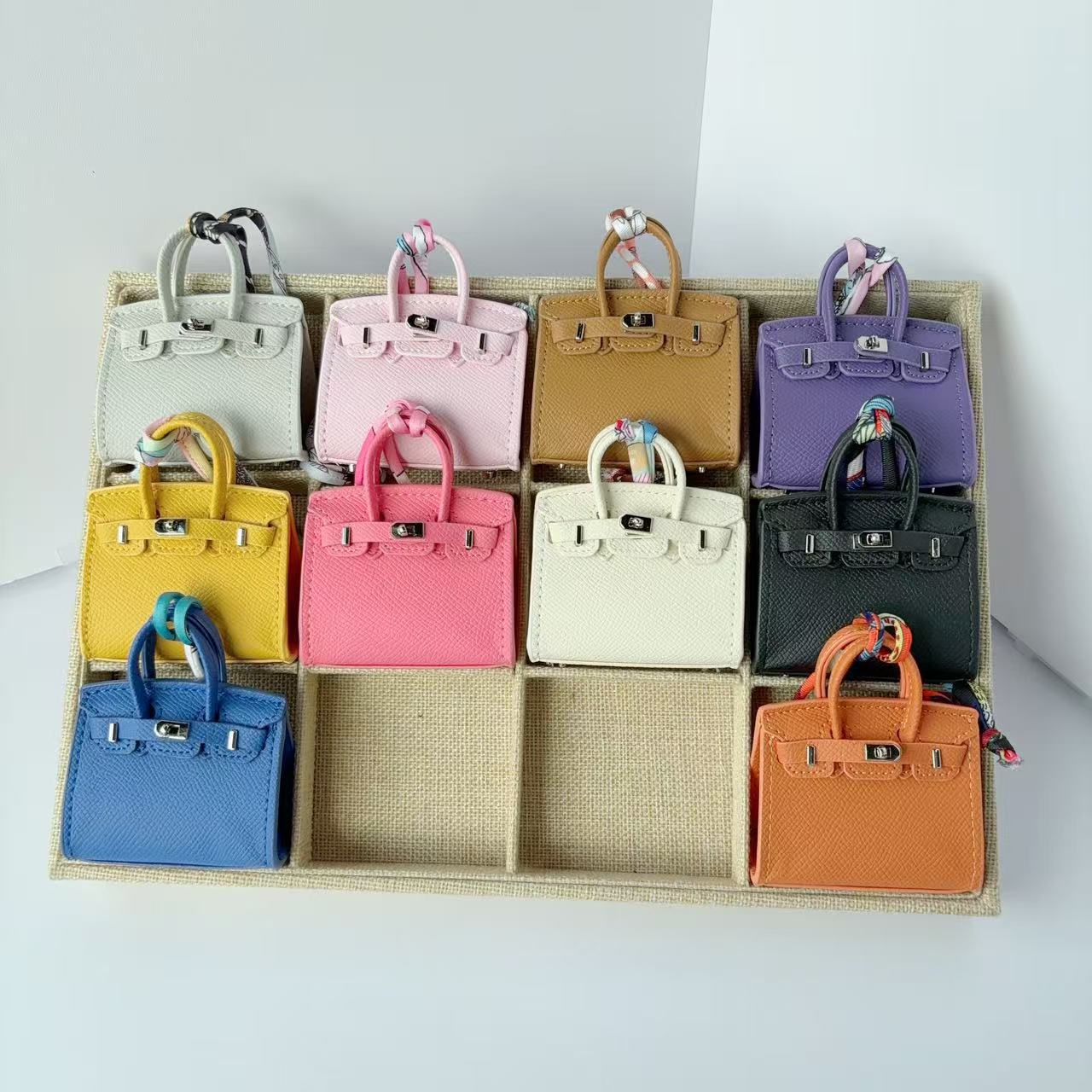Inspired Mini Burkin Top Handle Bag Charm Vegan Leather Earphone Case for Airpods