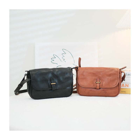 Vegetable Tanned Leather Messenger Bag Small Square Purse