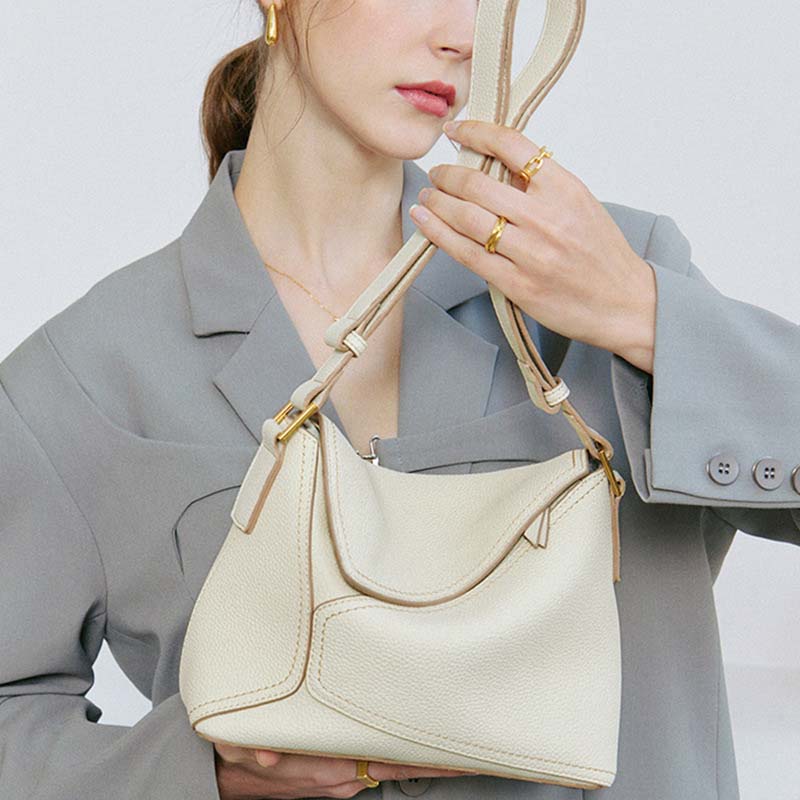 Genuine Leather Geometric Crossbody Bag for Woman