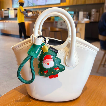 Santa Christmas Ornaments Christmas Gifts Vegan Leather Bag Charms, Keychains