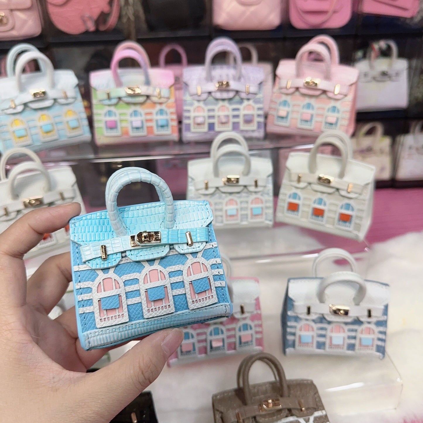 Inspired Faubourg Mini Burkin House Multicolor Leather Handbag Charm | Presale