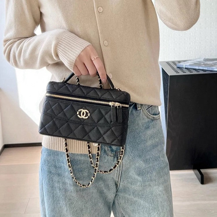 Quilted Top Handle Bag Chain Crossbody Bag for Party