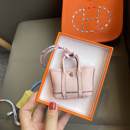 Top Grain Leather Inspired Mini Garden Party Bag Charm Holder for AirPods Pro