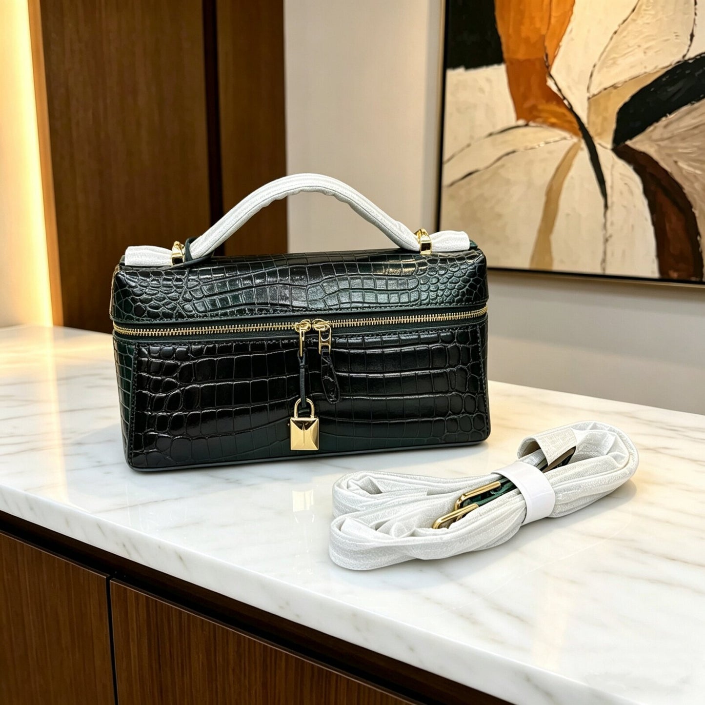 Inspired LP23 Extra Handbag | Crocodile Embossed Top Grain Leather