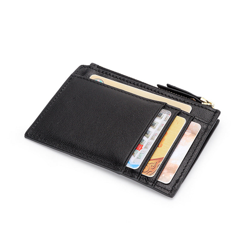 Sheep Leather Woven Slim Wallet Purse