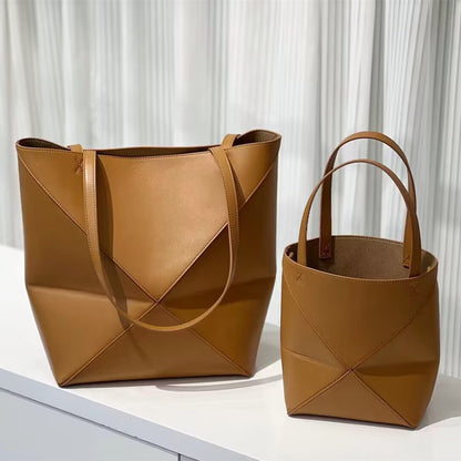 Top Grain Leather Inspired Puzzle Fold Tote Bag