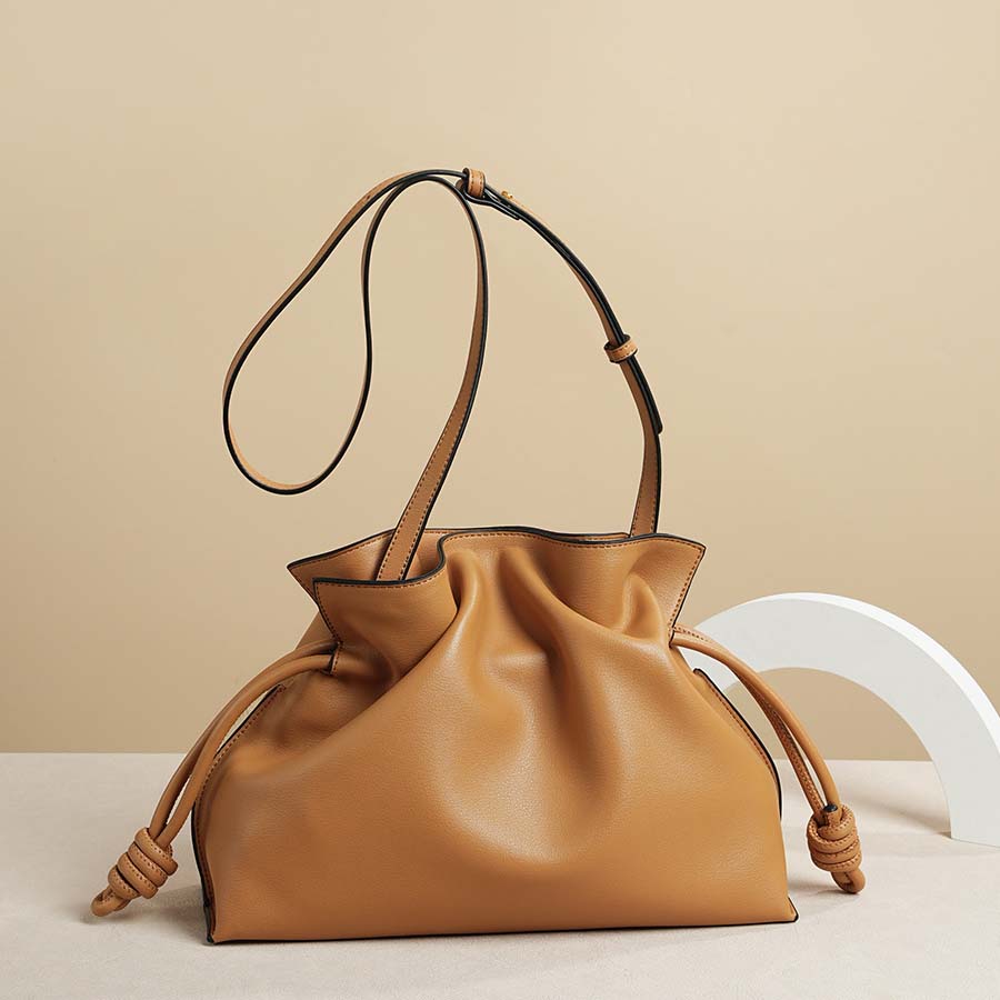 Split Leather Inspired Clutch Crossbody Bag | Caramel Dumpling Handbag
