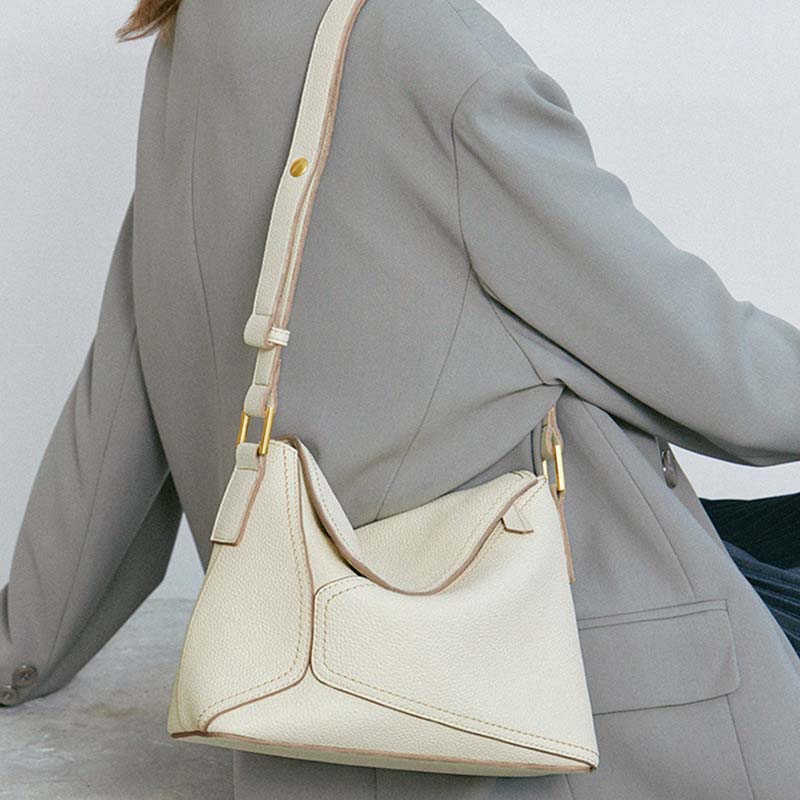 Genuine Leather Geometric Crossbody Bag for Woman
