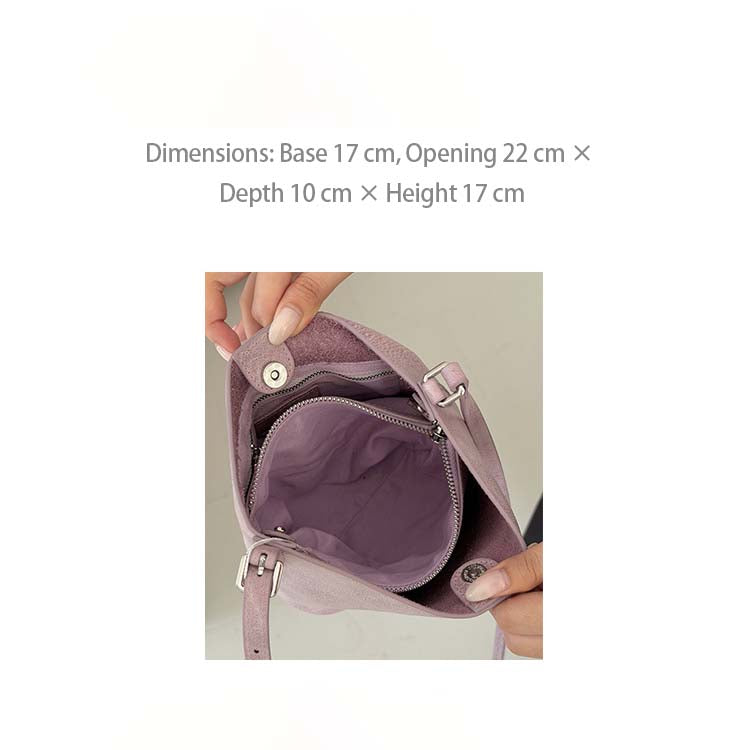 Genuine Leather Mini Bucket Bag | Soft Leather Crossbody & Shoulder Bag for Women