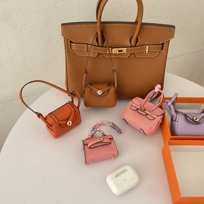 Iconic Inspired Mini Lindi Handbag Charm Vegan Leather Earphone Storage Bag