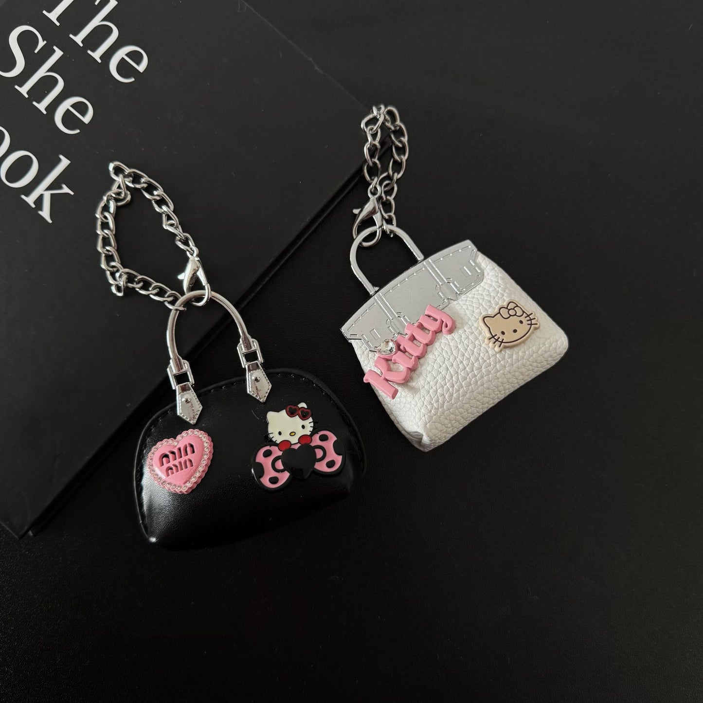 Inspired Baby Berkin Mini Bag Charm with Kitty Cat