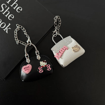 Inspired Baby Berkin Mini Bag Charm with Kitty Cat