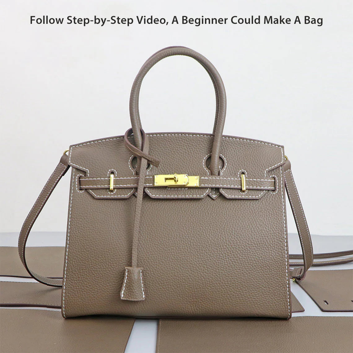 HANDSEWGIFT Top Grain Leather Sellier Platinum Bag DIY Kit