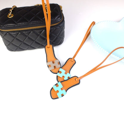 Inspired Sandal Slipper Bag Charm Vengan Leather Pendant