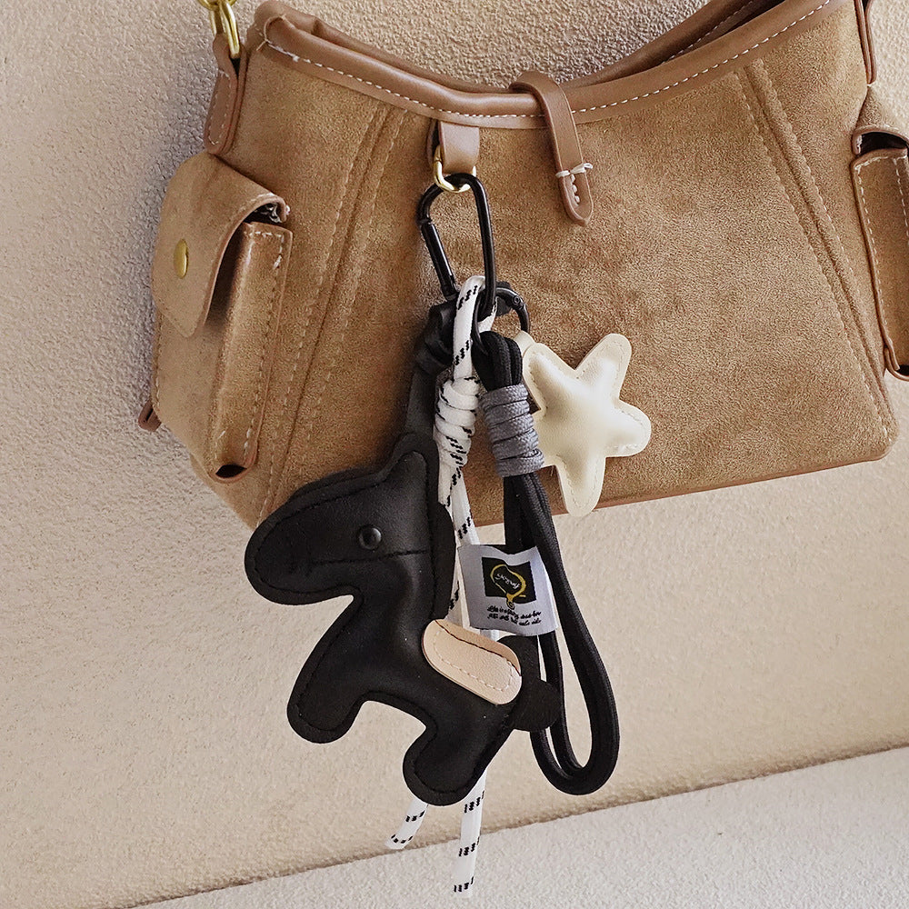 Horse Bag Charm PU Leather Keychain