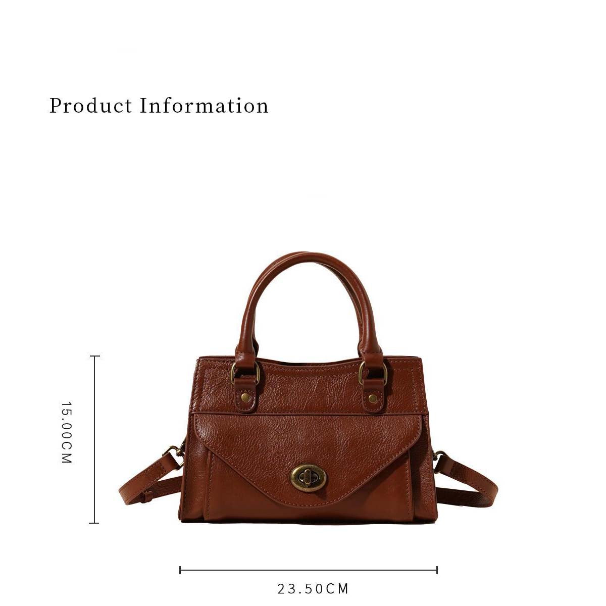 Genuine Leather French Square Bag - Top Grain Cowhide Crossbody