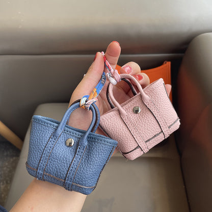 Top Grain Leather Inspired Mini Garden Party Bag Charm Holder for AirPods Pro