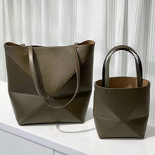 画像をギャラリービューアに読み込む, Top Grain Leather Inspired Puzzle Fold Tote Bag
