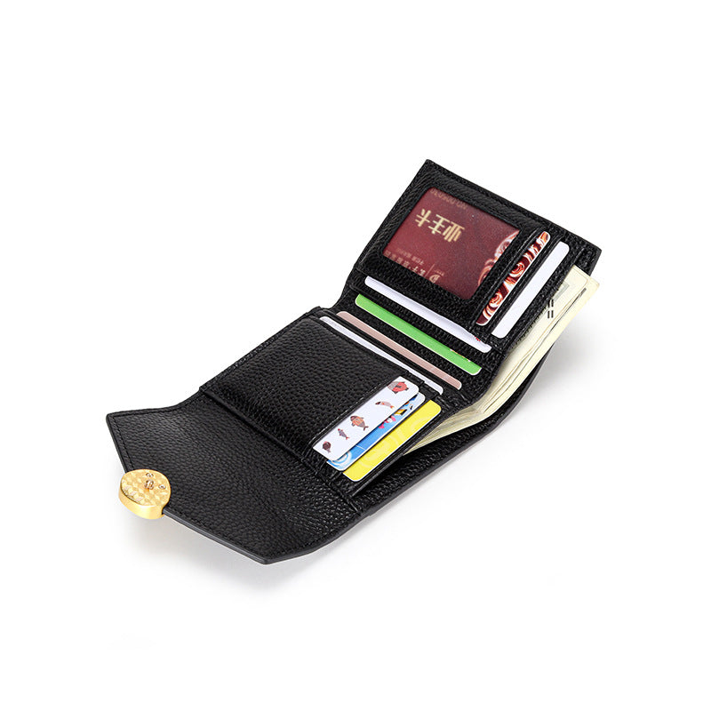 Crocodile Pattern Top Grain Leather Short Wallet Purse