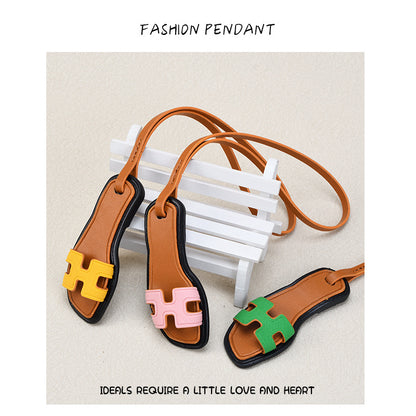 Inspired Sandal Slipper Bag Charm Vengan Leather Pendant