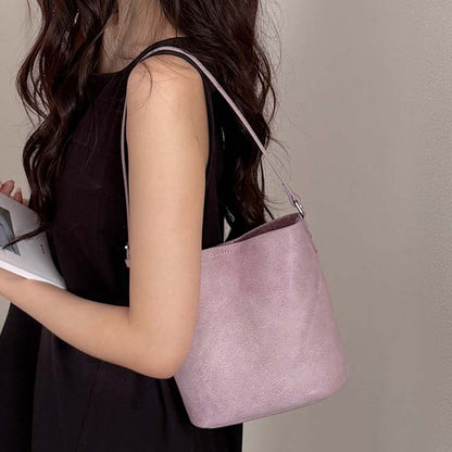 Genuine Leather Mini Bucket Bag | Soft Leather Crossbody & Shoulder Bag for Women