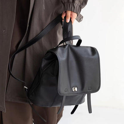 Minimalist Genuine Leather Backpack - Chic Laptop Commuter Bag