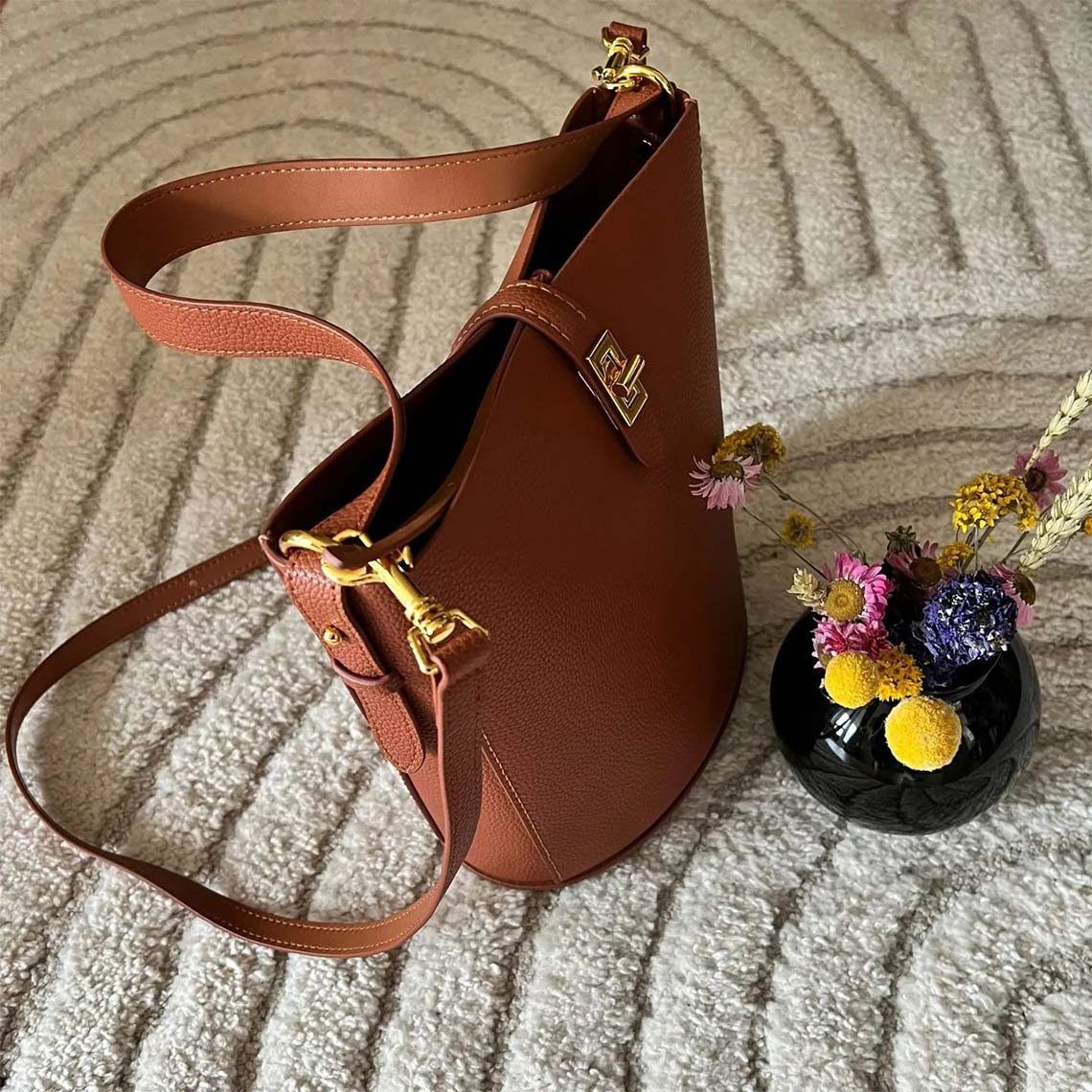 HANDSEWGIFT Leather Simple Bucket Crossbody Bag DIY Kit