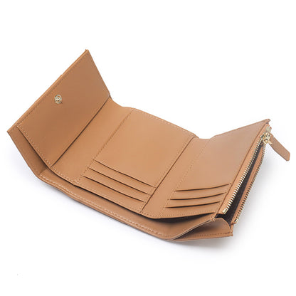 Woven Sheep Leather Trifold Wallet Short Card Holder